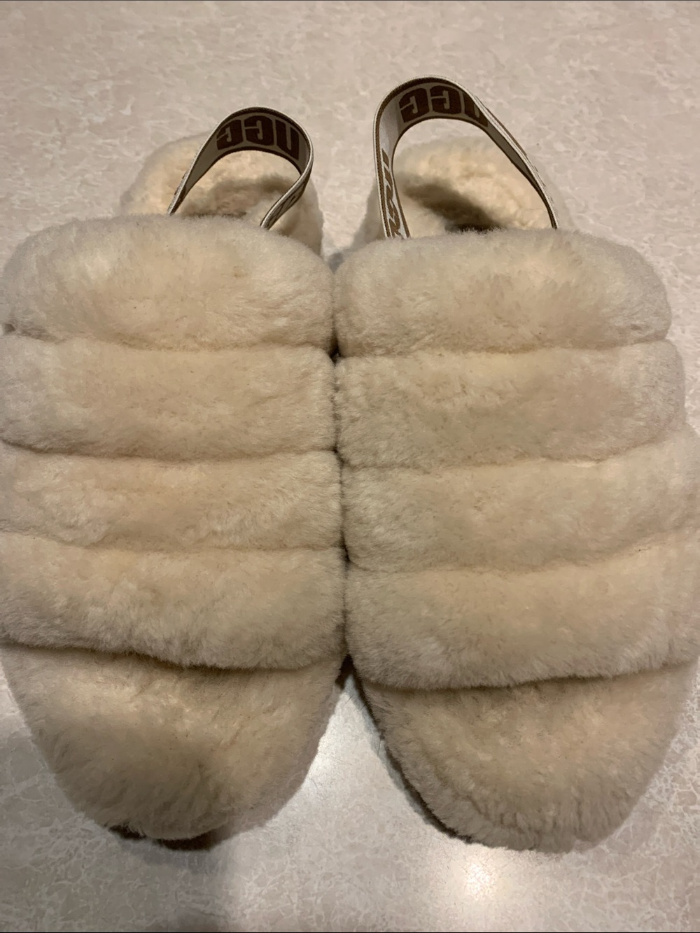 UGG Women's Cream Shearling Quilted Slide Slippers Size 8